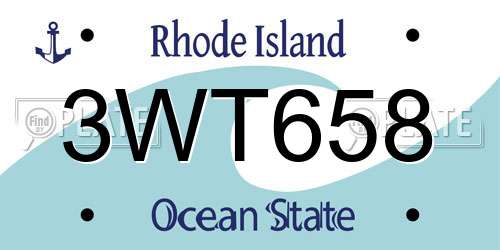 3WT658 Rhode Island License Plate
