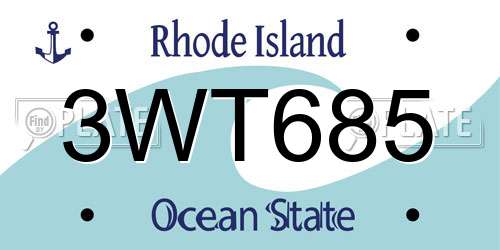 3WT685 Rhode Island License Plate