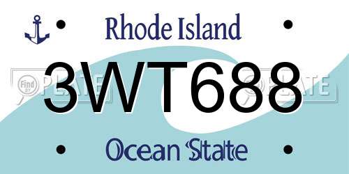3WT688 Rhode Island License Plate