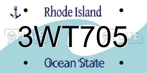 3WT705 Rhode Island License Plate