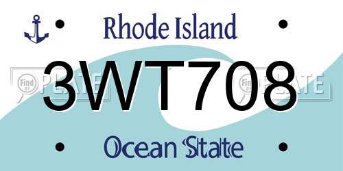 3WT708 Rhode Island License Plate