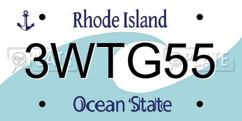 3WTG55 Rhode Island License Plate