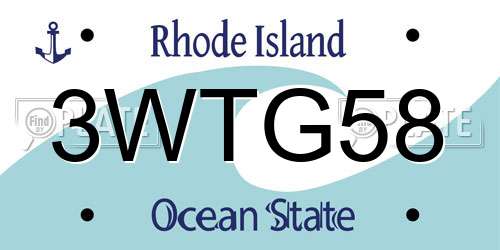 3WTG58 Rhode Island License Plate