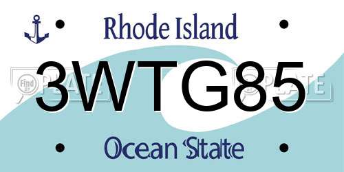 3WTG85 Rhode Island License Plate