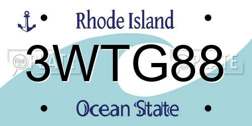 3WTG88 Rhode Island License Plate