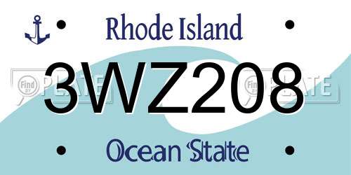 3WZ208 Rhode Island License Plate