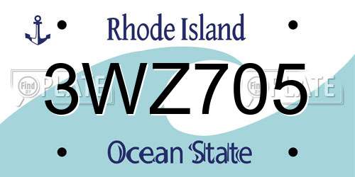 3WZ705 Rhode Island License Plate
