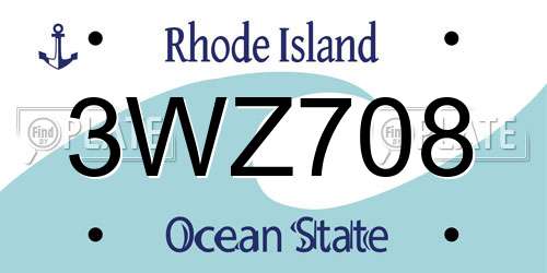 3WZ708 Rhode Island License Plate