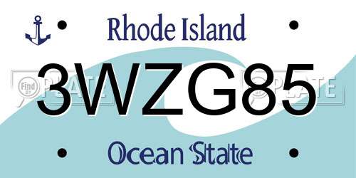 3WZG85 Rhode Island License Plate