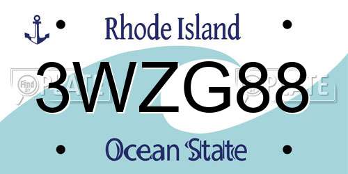 3WZG88 Rhode Island License Plate
