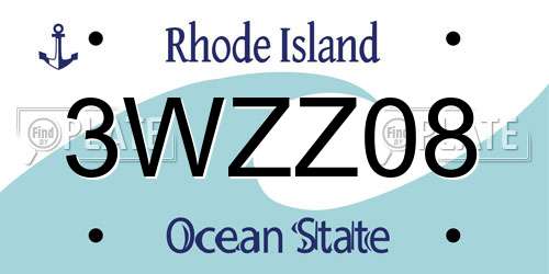 3WZZ08 Rhode Island License Plate