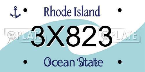 3X823 Rhode Island License Plate