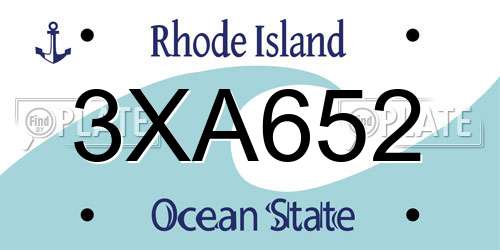 3XA652 Rhode Island License Plate
