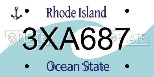 3XA687 Rhode Island License Plate