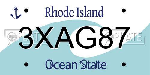 3XAG87 Rhode Island License Plate