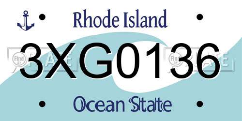 3XG0136 Rhode Island License Plate