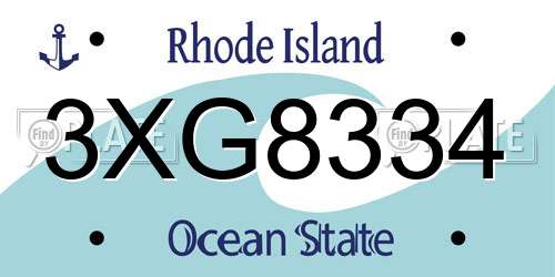 3XG8334 Rhode Island License Plate