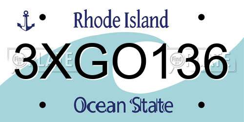 3XGO136 Rhode Island License Plate