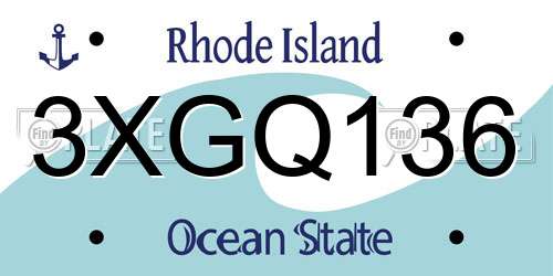 3XGQ136 Rhode Island License Plate