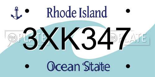 3XK347 Rhode Island License Plate