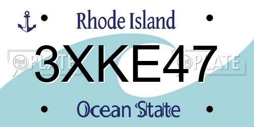 3XKE47 Rhode Island License Plate