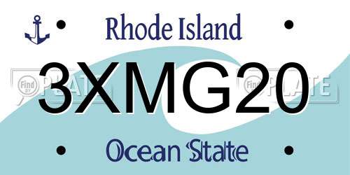 3XMG20 Rhode Island License Plate