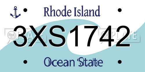 3XS1742 Rhode Island License Plate