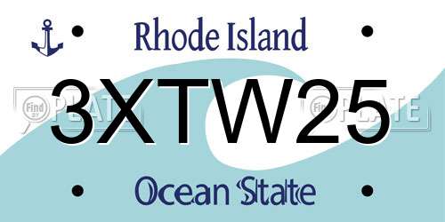 3XTW25 Rhode Island License Plate