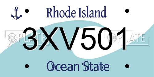 3XV501 Rhode Island License Plate