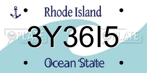 3Y36I5 Rhode Island License Plate