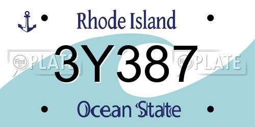 3Y387 Rhode Island License Plate
