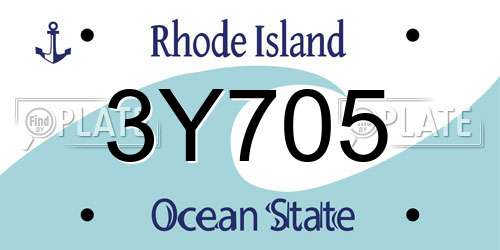 3Y705 Rhode Island License Plate