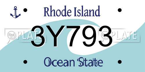 3Y793 Rhode Island License Plate