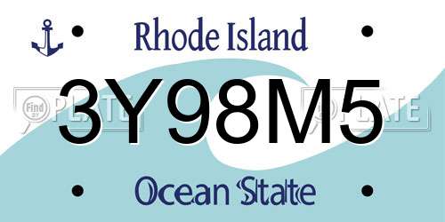 3Y98M5 Rhode Island License Plate