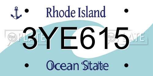 3YE615 Rhode Island License Plate