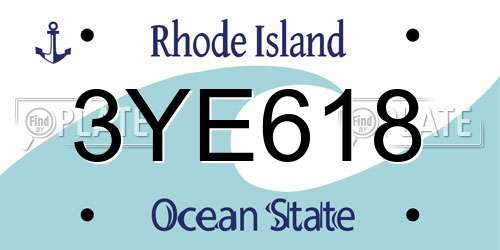 3YE618 Rhode Island License Plate