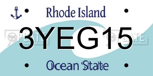 3YEG15 Rhode Island License Plate