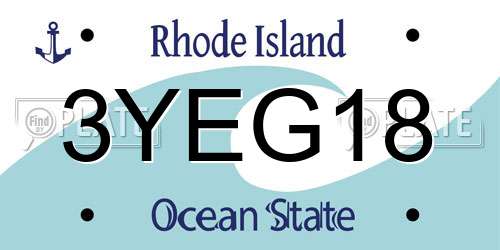 3YEG18 Rhode Island License Plate