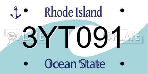 3YT091 Rhode Island License Plate