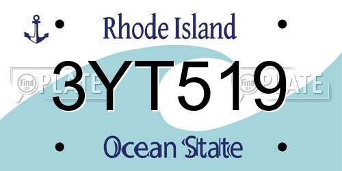 3YT519 Rhode Island License Plate