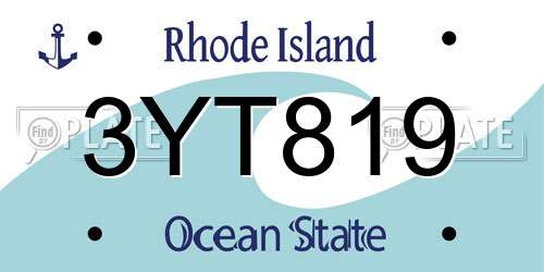 3YT819 Rhode Island License Plate