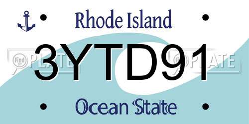 3YTD91 Rhode Island License Plate