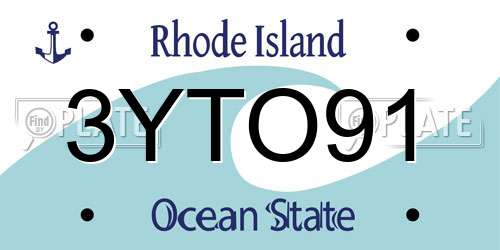 3YTO91 Rhode Island License Plate