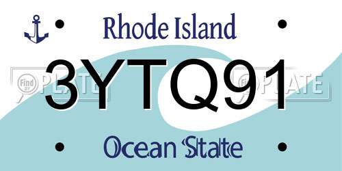 3YTQ91 Rhode Island License Plate