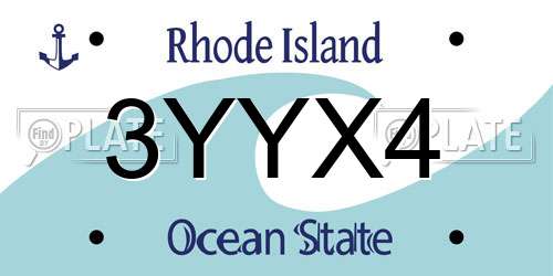3YYX4 Rhode Island License Plate