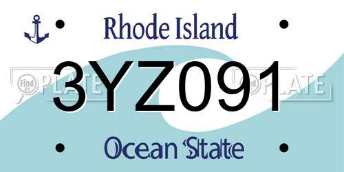 3YZ091 Rhode Island License Plate