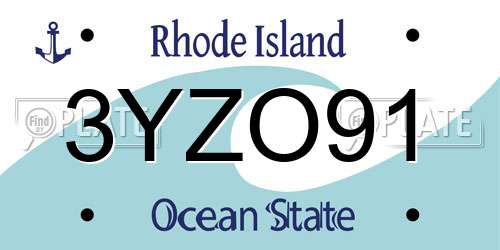 3YZO91 Rhode Island License Plate