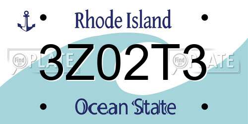 3Z02T3 Rhode Island License Plate