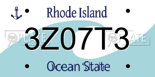 3Z07T3 Rhode Island License Plate