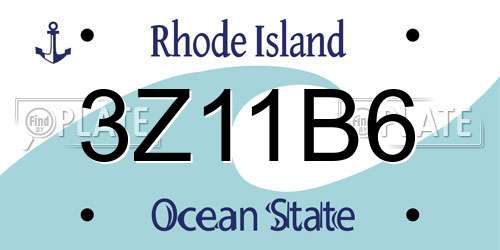 3Z11B6 Rhode Island License Plate